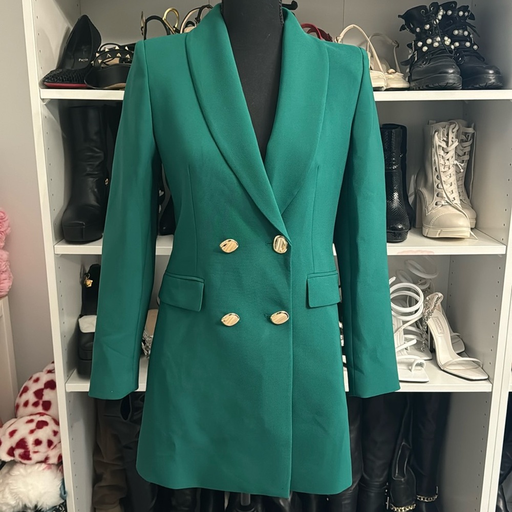 Zara double breast green blazer